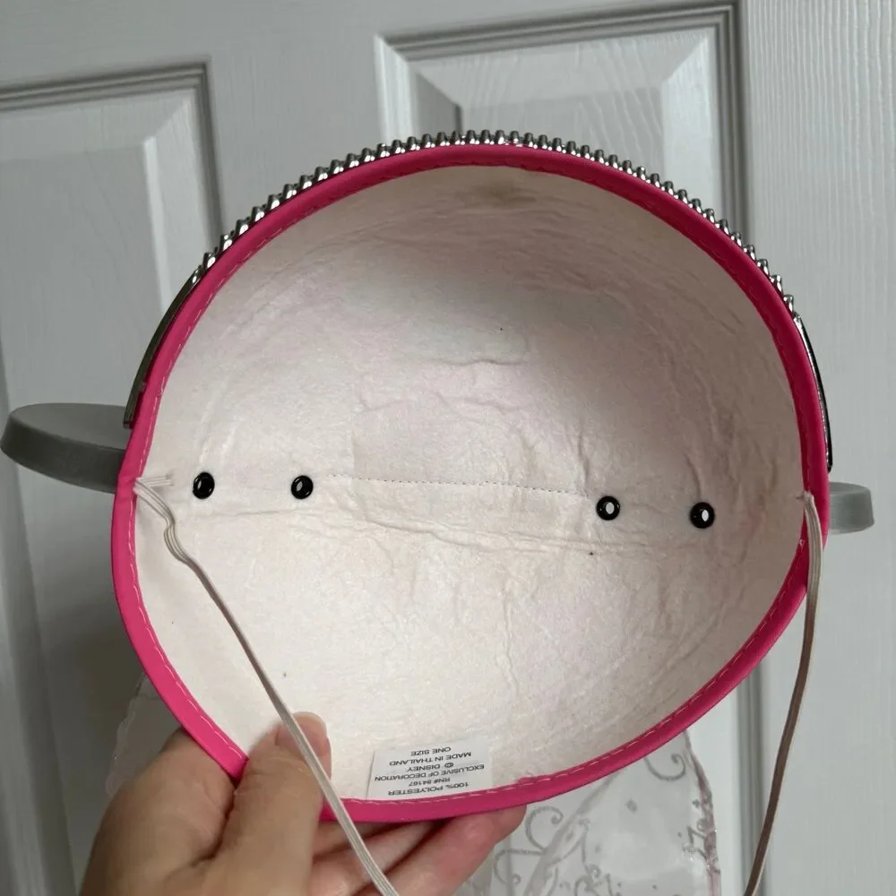 Disney Parks Minnie Mouse Ears Princess Crown Hat Pink with Veil